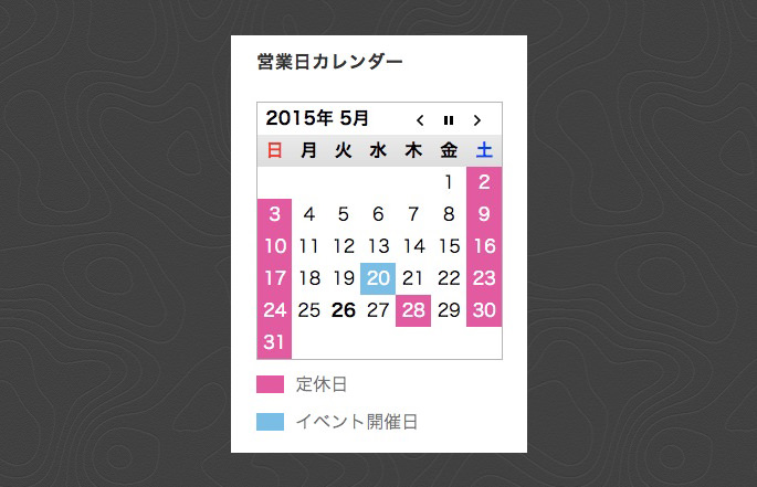 Biz calender 表示具合